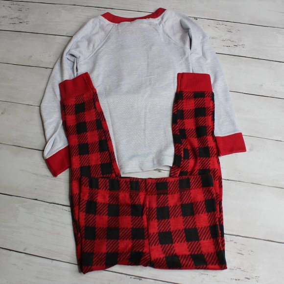 Rae Dunn Boy Pajama Set Size 2T Gnome Christmas Set Buffalo Plaid - Picture 5 of 5
